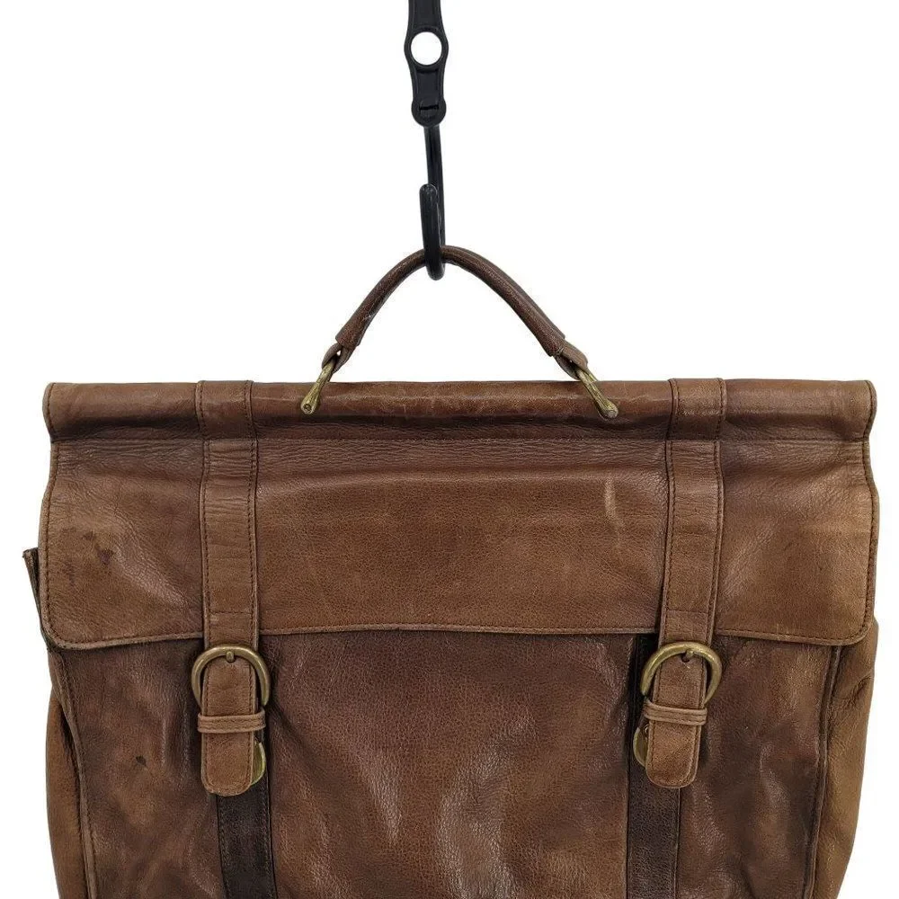 Vintage 80's Wilsons Leather Briefcase Leather Adventure Core Indian Jones Brown